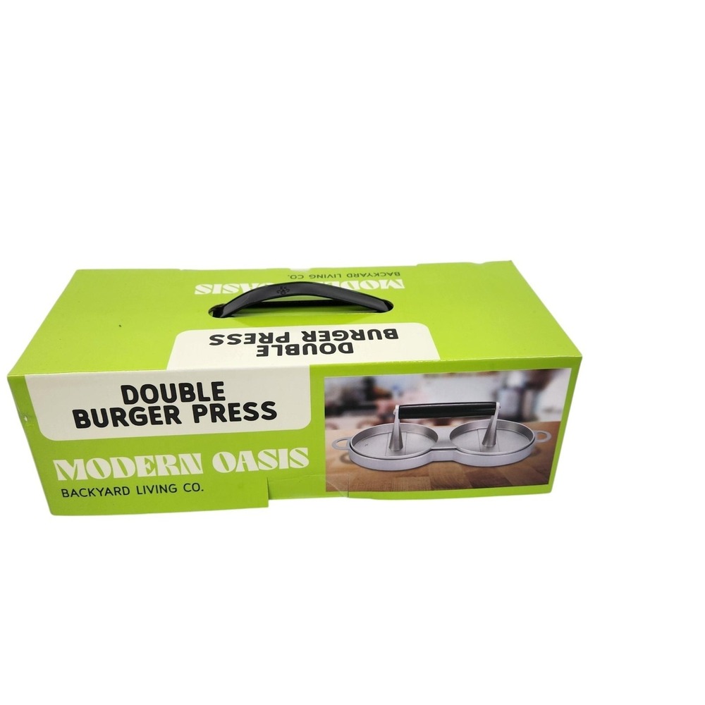 Modern Oasis Double Burger Press Silver Aluminum Patty Maker Grill Tool Kitchen